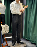 bespoke trousers with side buckle