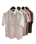 Bespoke linen shirt in earth tones, tailored fit in Kuala Lumpur