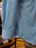 Bespoke chambray shirt with a soft natural collar roll