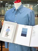 One-piece collar construction on Thomas Mason shirt
