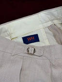 Close up of a matching trousers for bespoke safari jacket.