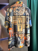 lined front panel silk shirt