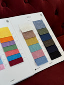 Albini Sahara Luxury fabric samples, showcasing vibrant colours.