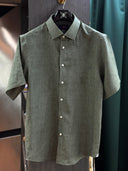 Albini Linen Shirt: Green Tones Collection