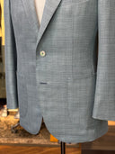 Front view of a full canvas bespoke jacket crafted with Loro Piana fabric