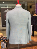 Notched lapel on a bespoke jacket crafted with Loro Piana jacket fabric