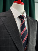hand rolled navy burgundy silk tie