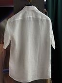 The back of white short-sleeve shirt fully bespoke in kl.