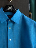 Albini Linen Shirt: Classic Blue Collection