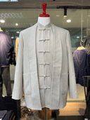 Large patch pockets on Solbiati open-front jacket