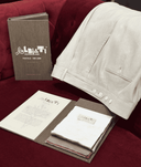 Short-sleeve bespoke Samfu shirt in natural stone linen