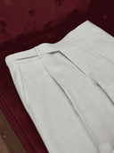 Tang-inspired open-front bespoke linen jacket