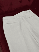 Natural shoulder line on Tang-inspired linen jacket