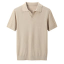 Beige unisex collar t shirt