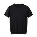Black round neck shirt in black colour.