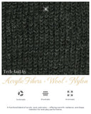 Textured fabric with knit pattern and product details.