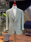 Sage green bespoke jacket with wide peak lapels | WH Bespoke